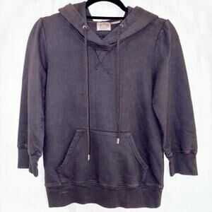Juicy Couture Black Hoodie Kangaroo Pocket 3/4 Sleeves Size Medium NWT